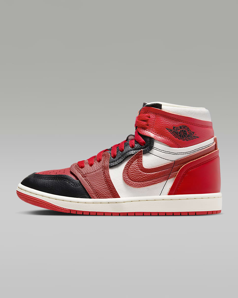 Air Jordan 1 High Method of Make Women's Shoes - Sport Red/Black/Sail/Dune Red