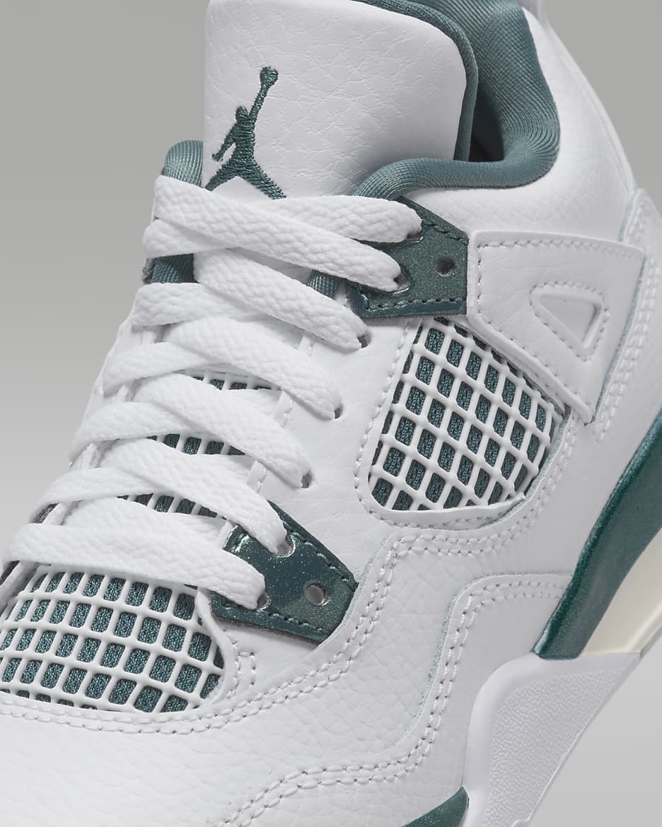 Jordan 4 Retro "Oxidized Green" Little Kids' Shoes - White/White/Neutral Grey/Oxidized Green