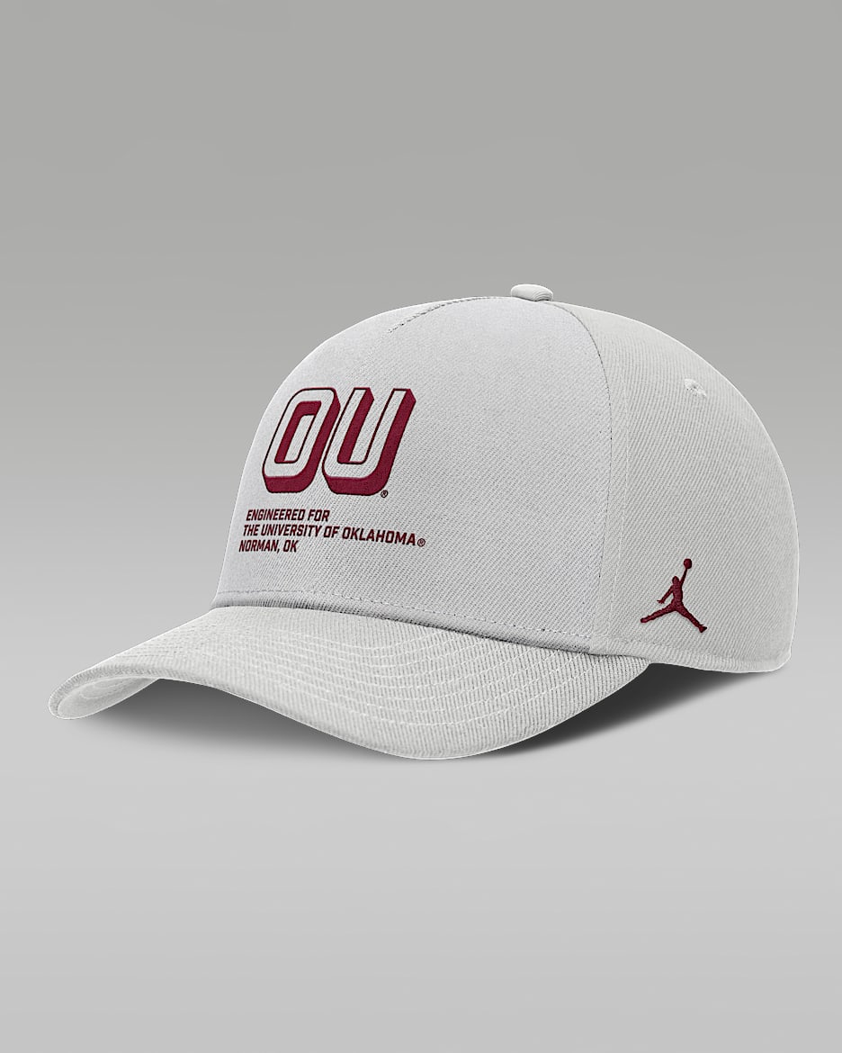 Oklahoma On-Field Primetime Rise Men's Jordan Brand College Adjustable Hat - Grey