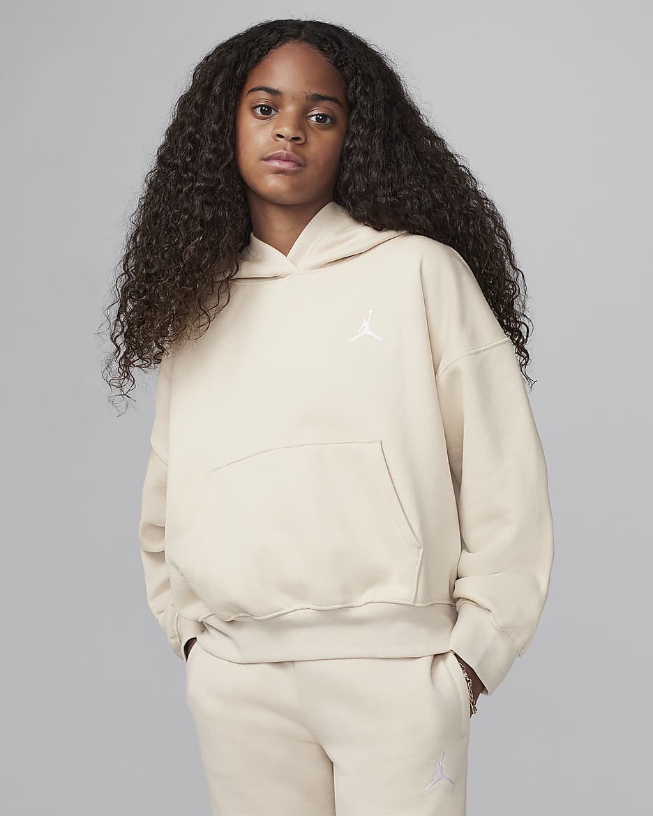 Jordan Brooklyn Essentials Big Kids' Pullover Hoodie - Legend Light Brown