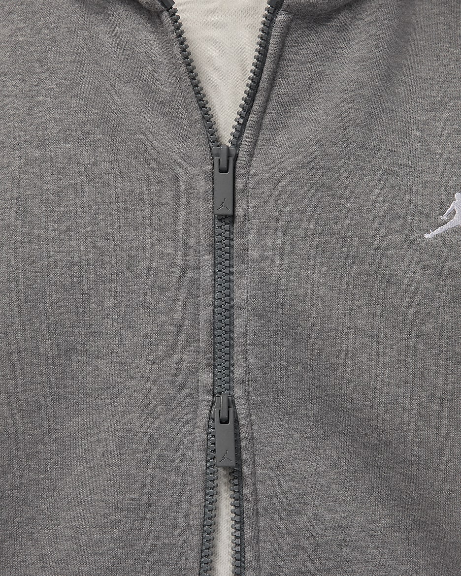 Jordan Brooklyn Fleece Tam Boy Fermuarlı Erkek Kapüşonlu Üstü - Carbon Heather/Beyaz