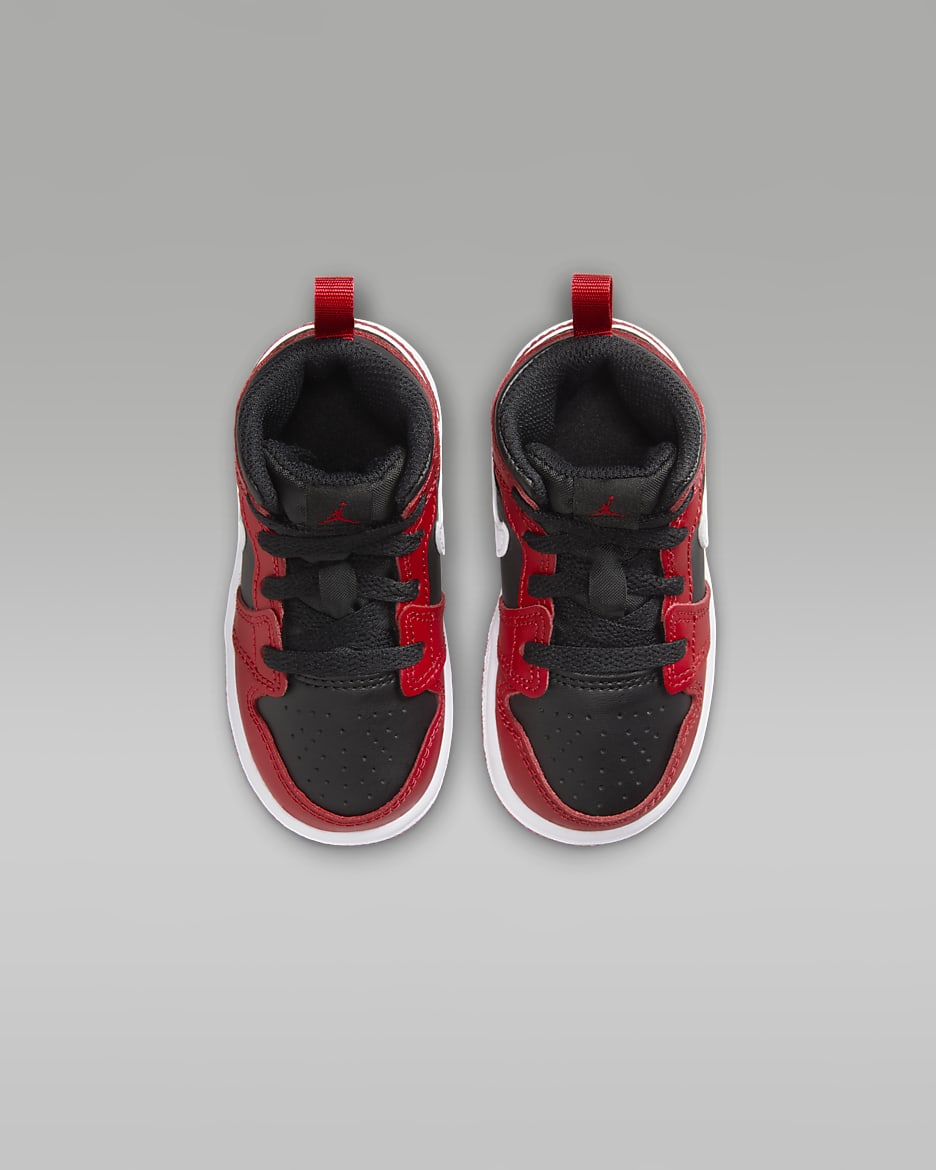 Jordan 1 Mid Baby/Toddler Shoes - Black/Gym Red/White