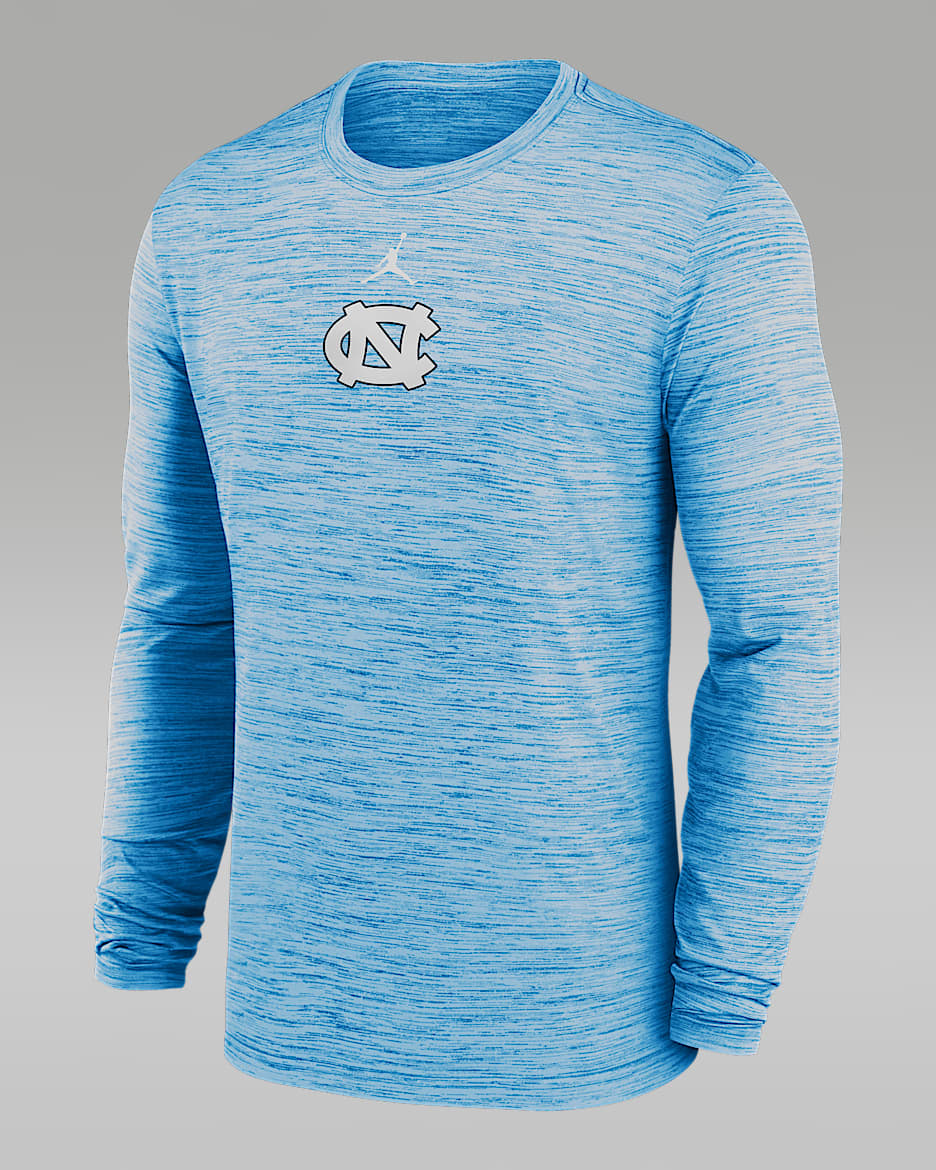 North Carolina Sideline Velocity Men's Jordan Brand Dri-FIT College Long-Sleeve T-Shirt - Light Blue
