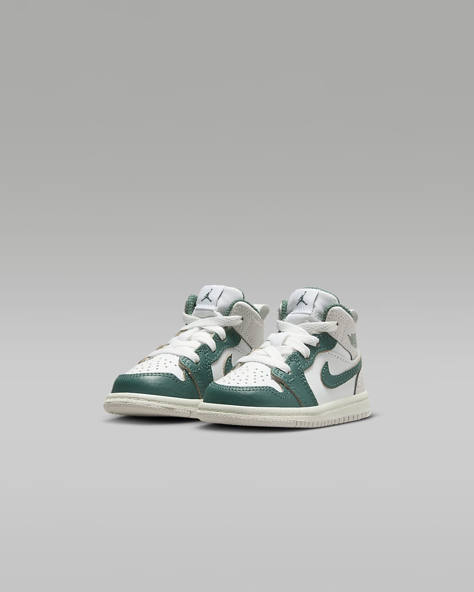 Jordan 1 Mid SE Baby/Toddler Shoes - White/Sail/Neutral Grey/Oxidized Green