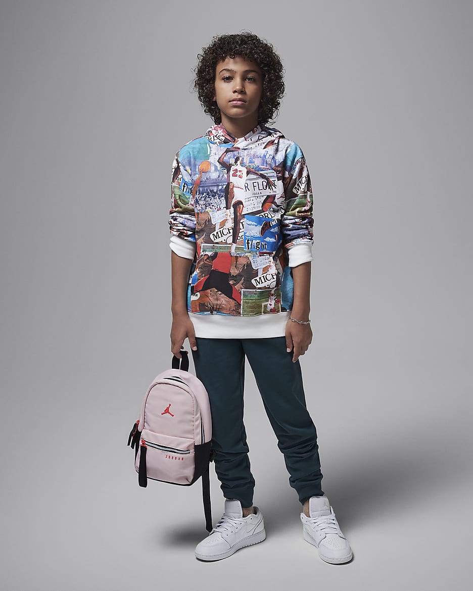 Jordan MJ Brooklyn Big Kids' Printed French Terry Pullover Hoodie - Sail