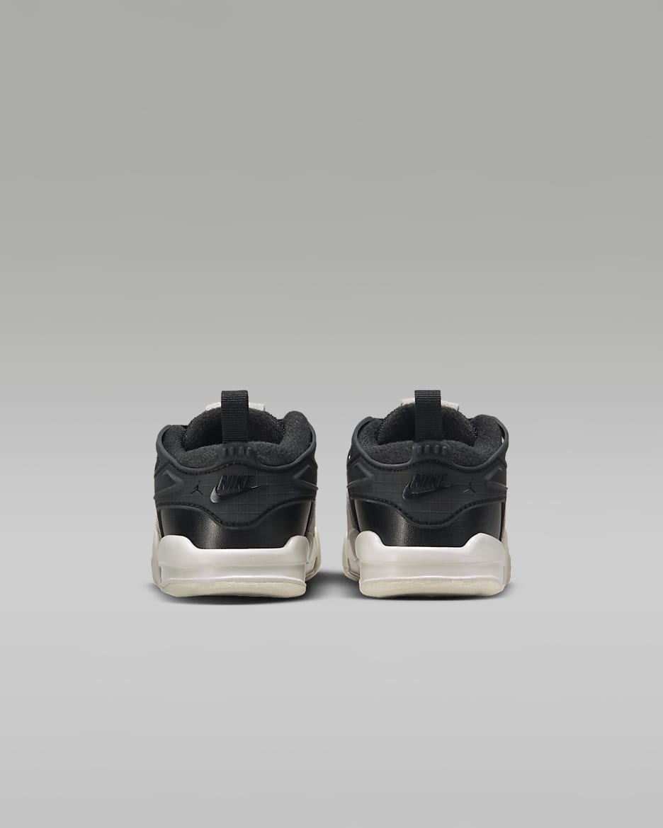 Tenis para bebé e infantil Jordan 4 RM - Negro/Gris oscuro/Hueso claro