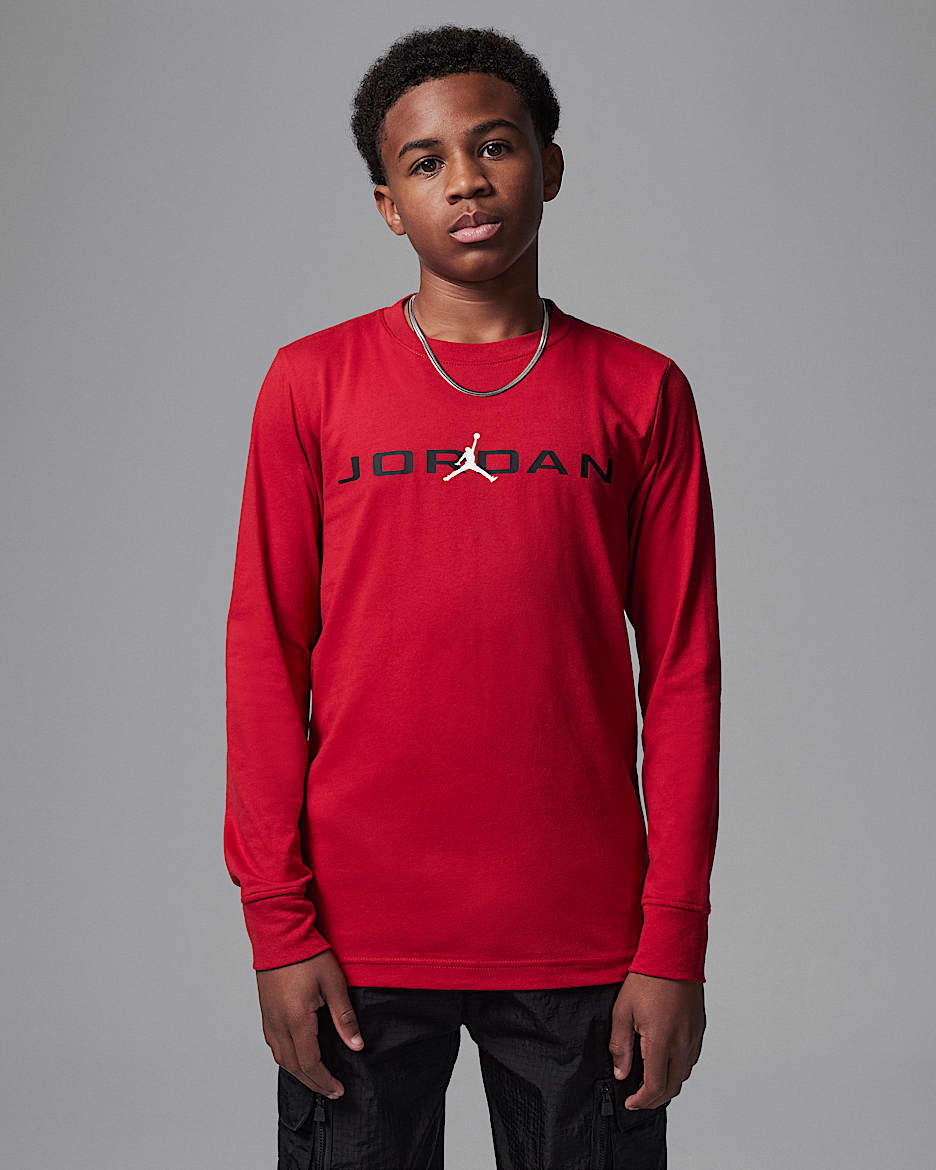 Playera de manga larga Baseline para niños talla grande Jordan - Rojo gimnasio