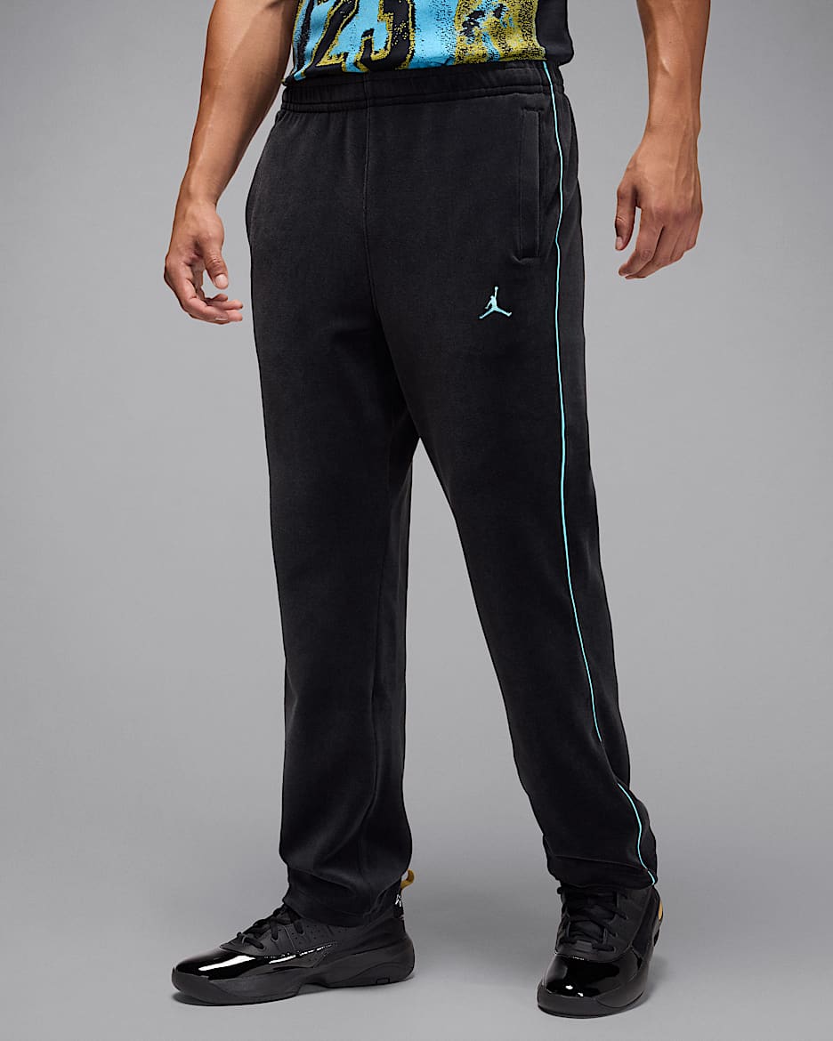 Jordan Brooklyn Men's Velour Track Pants - Black/Blue Chill