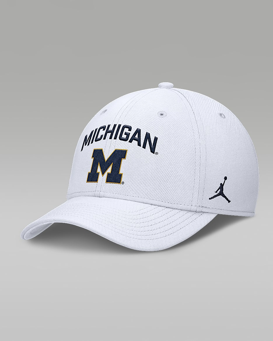 Michigan On-Field Rise Swoosh Men's Jordan Brand Dri-FIT College Hat - White