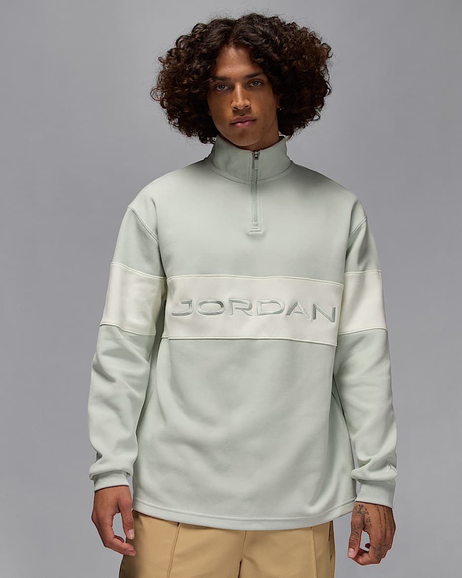 Jordan Sport Dri-FIT-golftrøje med 1/4 lynlås til mænd - Light Silver/Sail/Sail