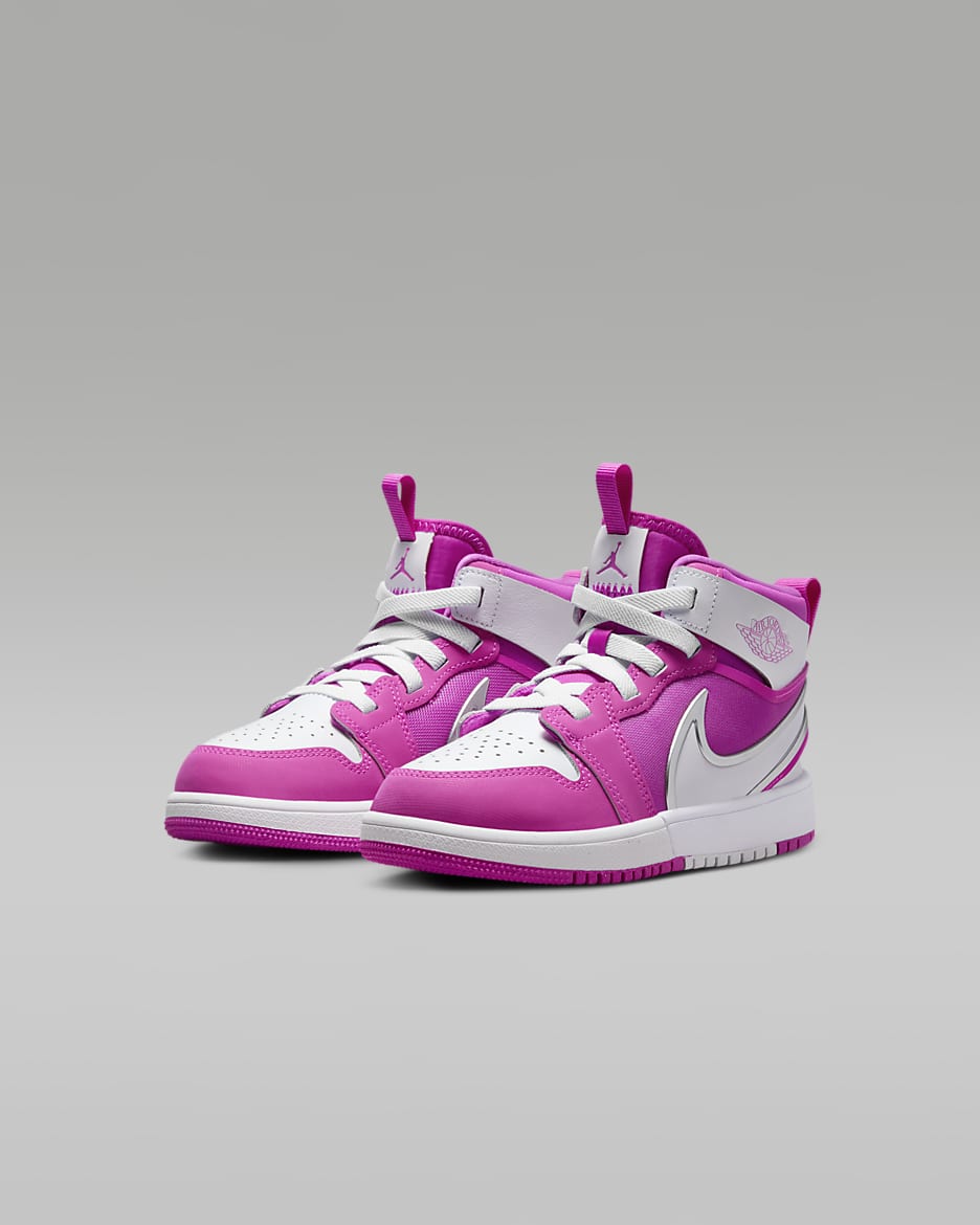 Jordan 1 Mid RM EasyOn Little Kids' Shoes - Fire Pink/White