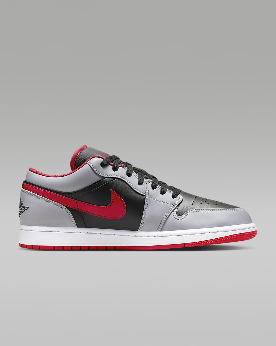 Air Jordan 1 Low-sko til mænd - sort/Cement Grey/hvid/Fire Red