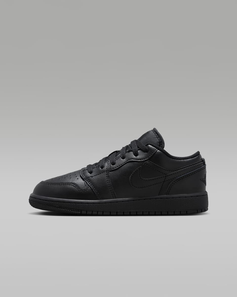 Air Jordan 1 Low Schuh für ältere Kinder - Schwarz/Schwarz/Schwarz