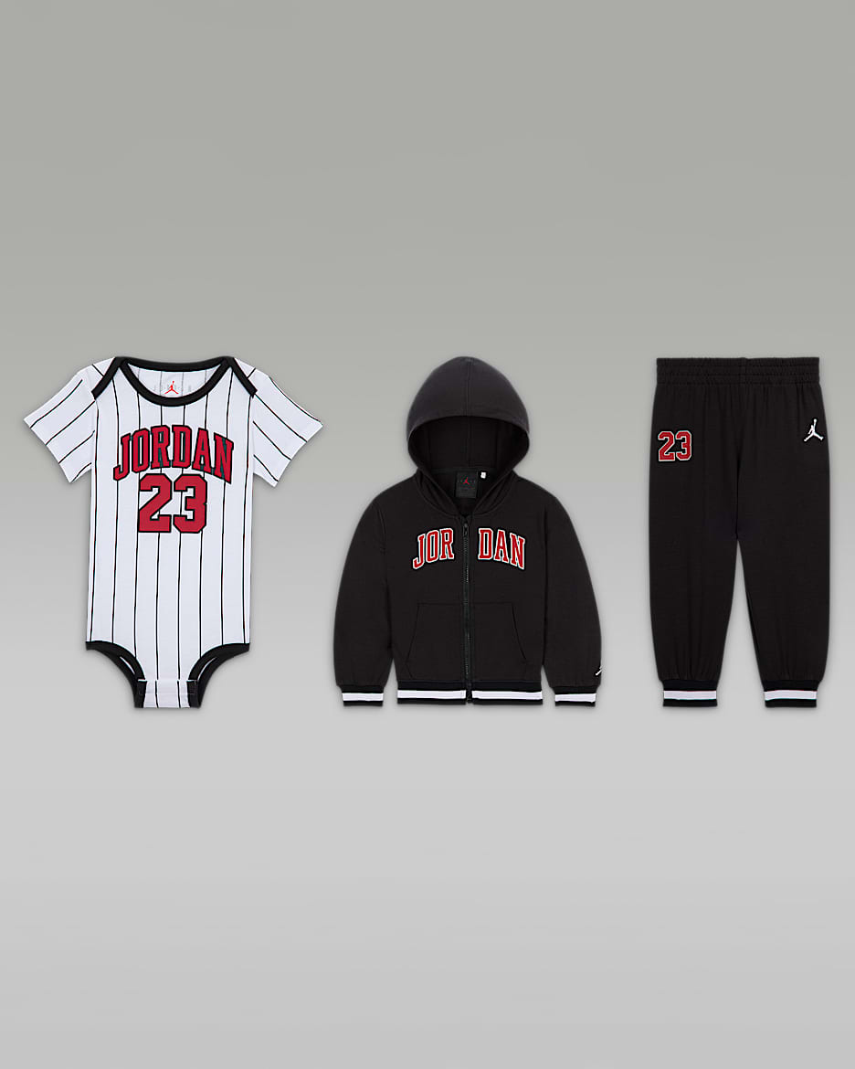 Conjunto de 3 piezas de sudadera con gorro 23 Jersey de cierre completo para bebé (de 6 a 12 meses) Jordan - Negro