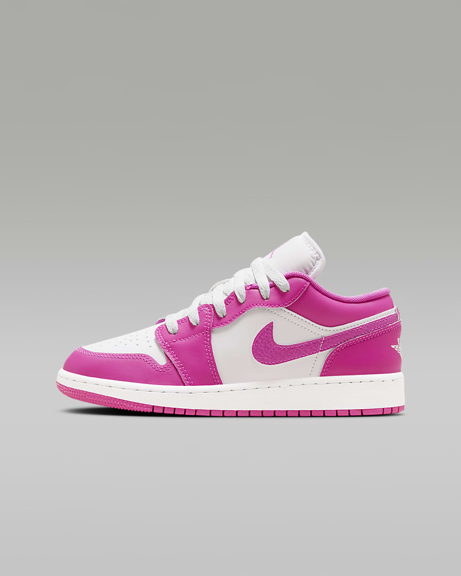 รองเท้าเด็กโต Air Jordan 1 Low - Fire Pink/ขาว/Iris Whisper