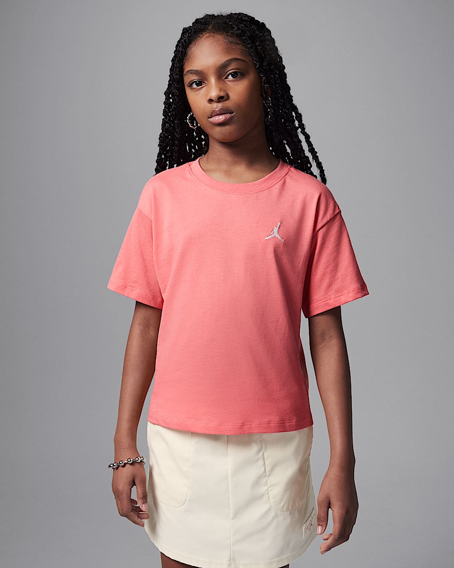 Jordan Brooklyn Essentials Big Kids' T-Shirt - Pink Salt