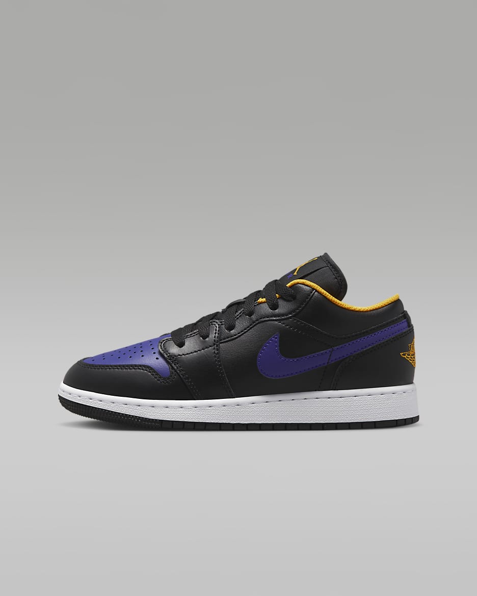 Air Jordan 1 低筒大童鞋款 - 黑色/Taxi/Dark Concord