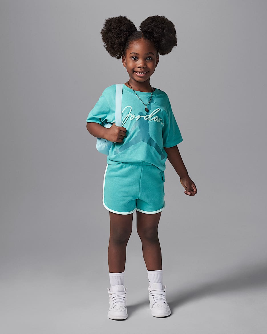 Conjunto de shorts dos piezas "Hidden In Plain Sight" Jordan para niños pequeños - Azul verdoso lavado