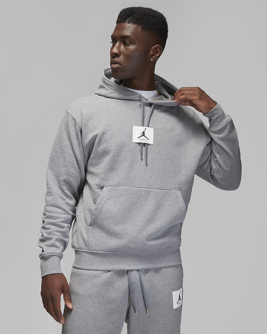 Jordan Flight Fleece Men's Pullover Hoodie - Carbon Heather/Sail