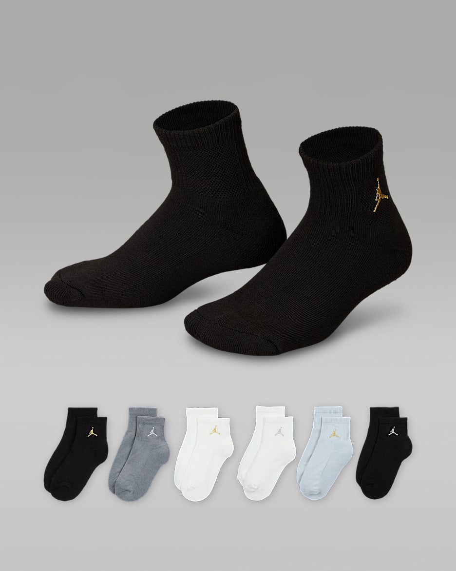 Jordan Everyday Essentials Big Kids' Ankle Socks (6 Pairs) - Black