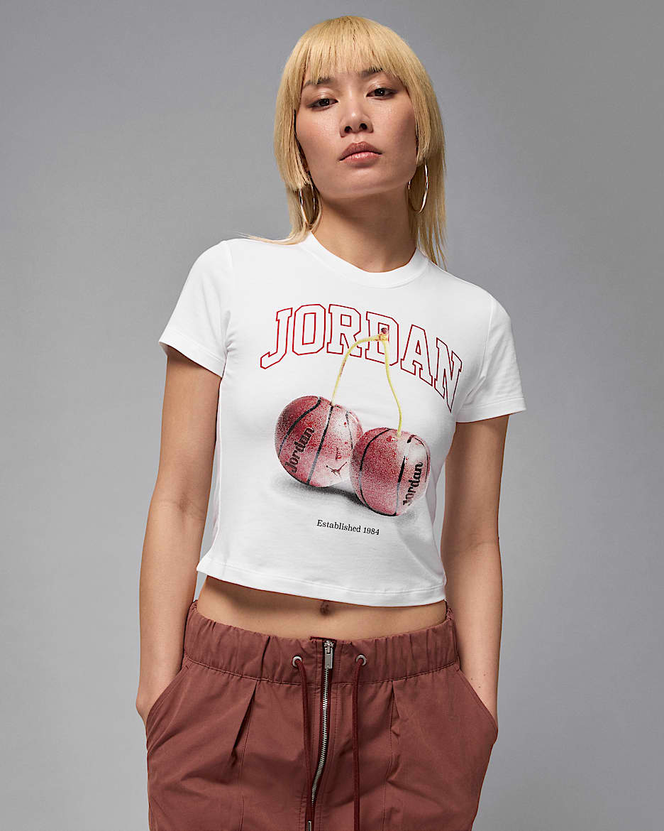 Jordan Brooklyn Women's T-Shirt - White/Gym Red/Black