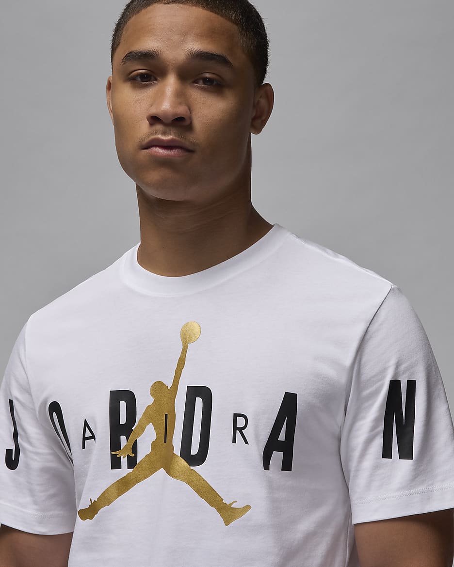 Jordan Air Men's Stretch T-Shirt - White/Metallic Gold/Black