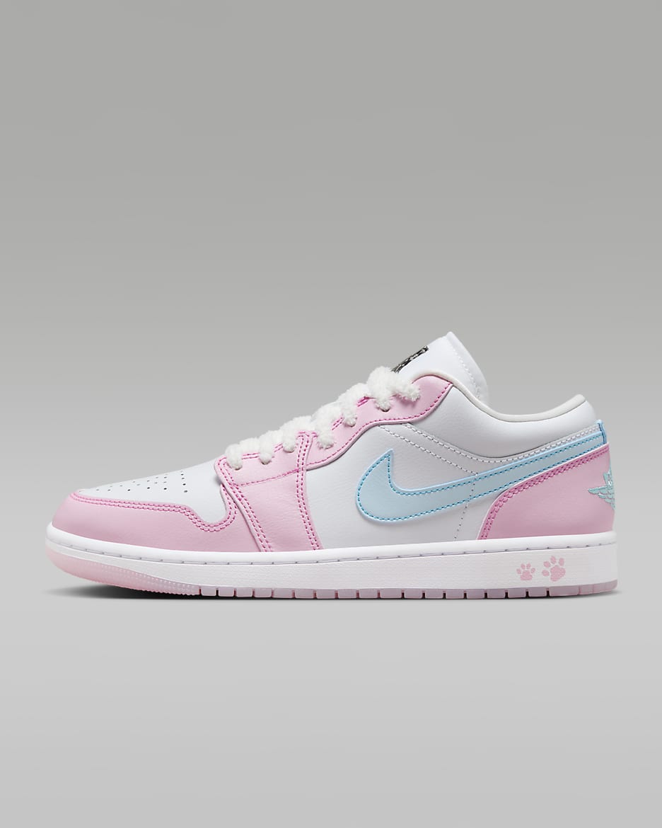 Air Jordan 1 低筒 SE 女鞋 - 白色/白色/Pink Foam/Glacier Blue