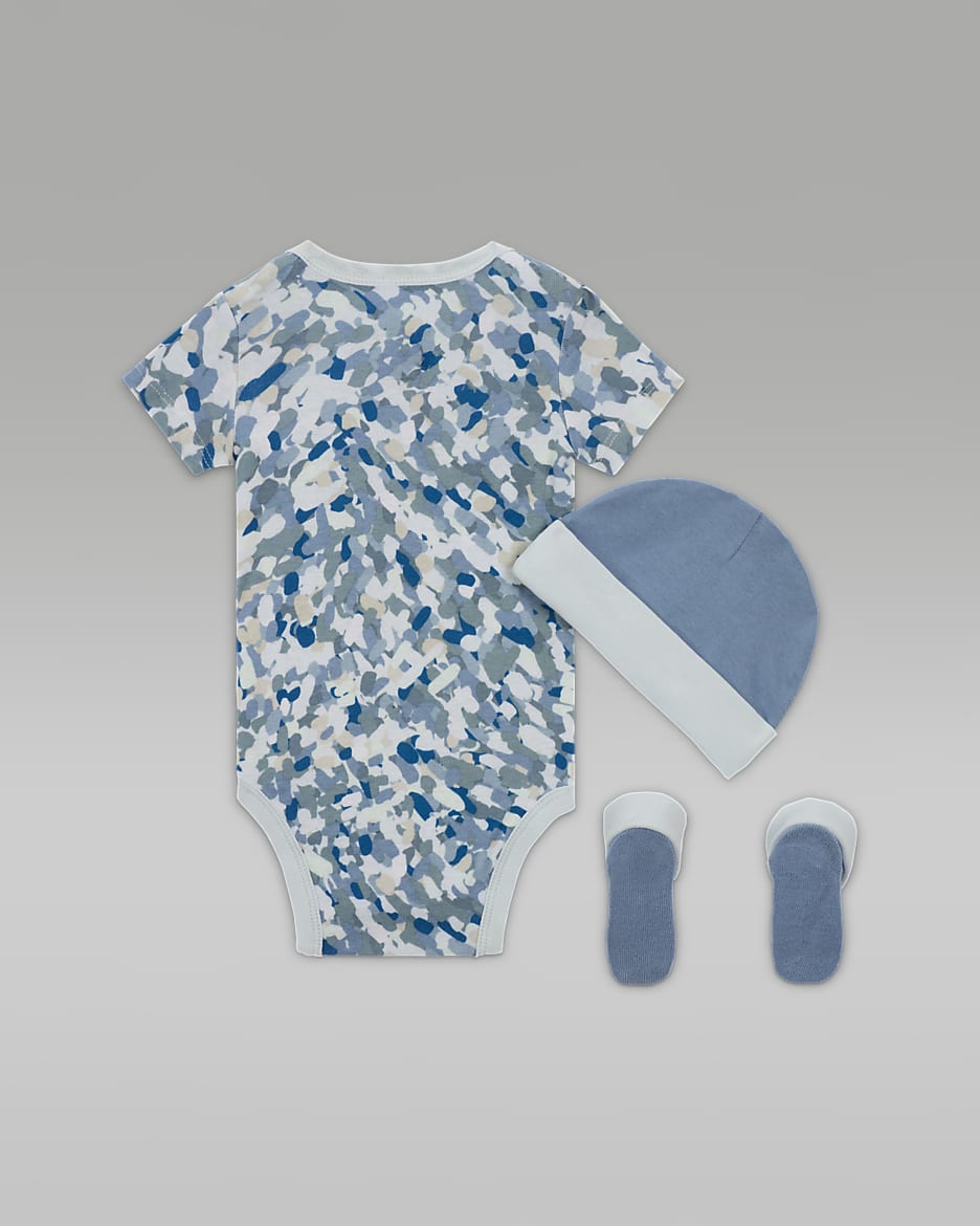 Jordan MJ Essentials Poolside Baby (0-9M) 3-Piece Bodysuit Box Set - Work Blue