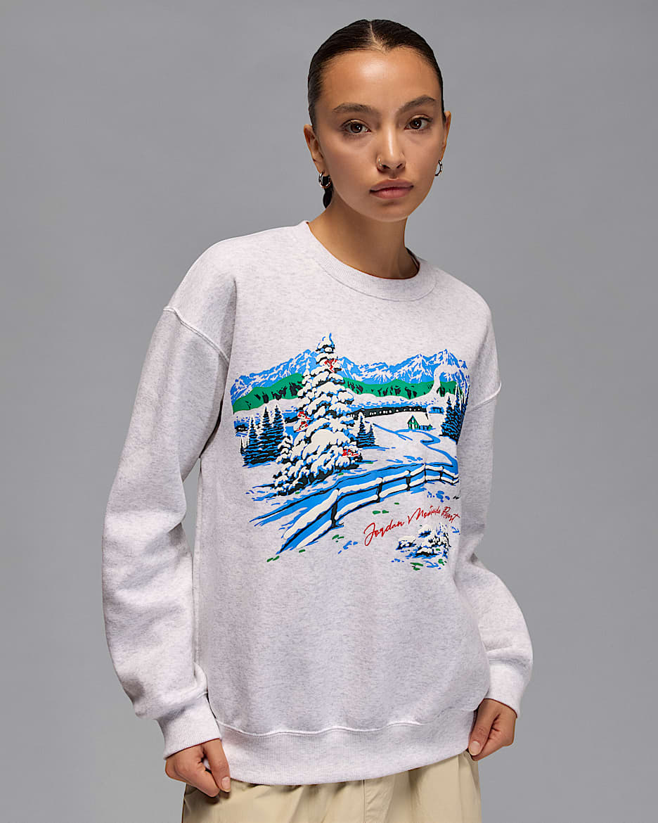Jordan Brooklyn Fleece Women's Crew-Neck Sweatshirt - Birch Heather/Midnight Green/Black