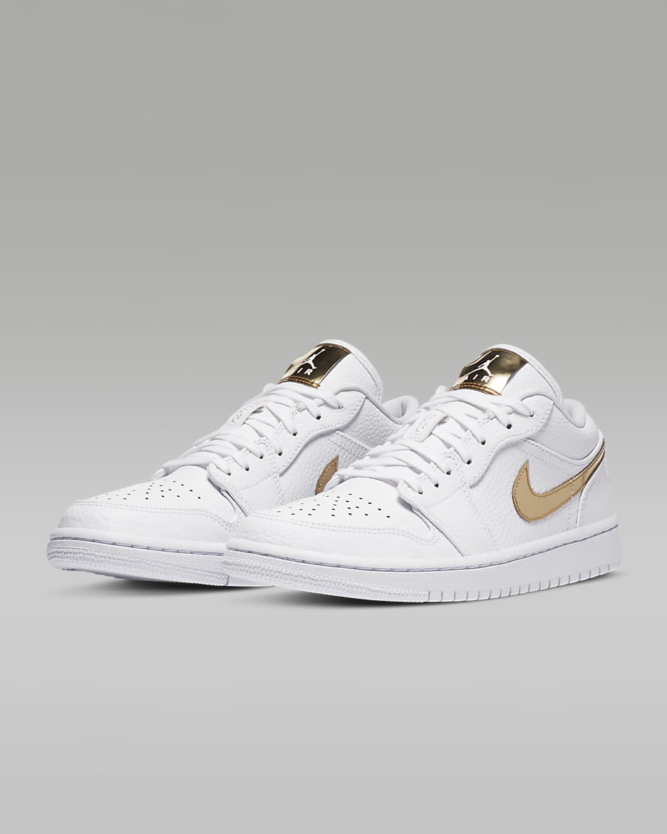 Air Jordan 1 Low SE Sabatilles - Blanc/Blanc/Or metal·litzat