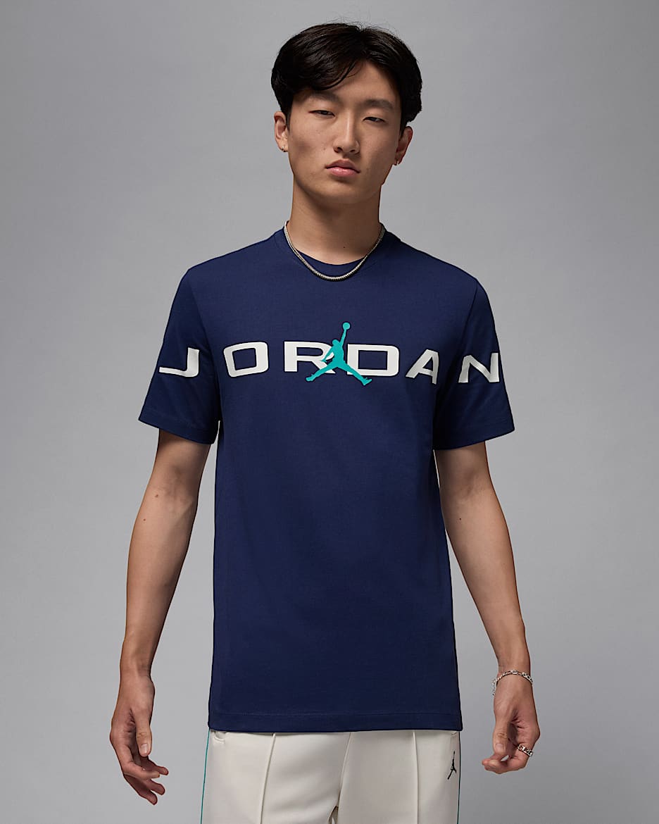 Playera para hombre Jordan - Azul marino medianoche/Blanco/Azul verdoso lavado