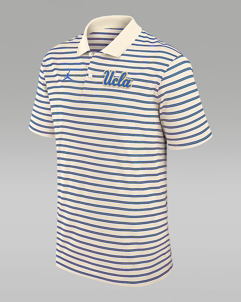 UCLA Striped Men's Jordan Brand Dri-FIT College Polo - Tan/Beige