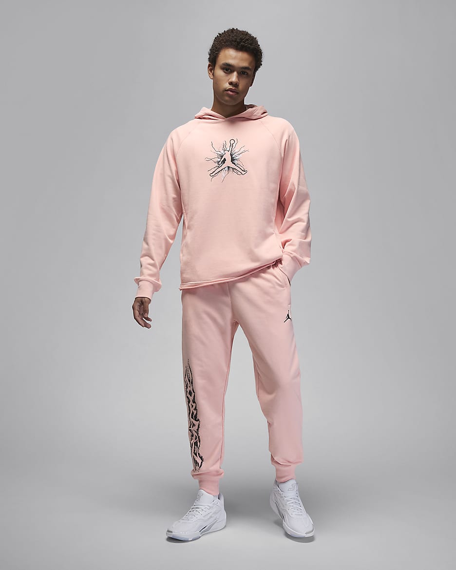 Fleecebyxor Jordan Dri-FIT Sport med tryck för män - Legend Pink/Svart