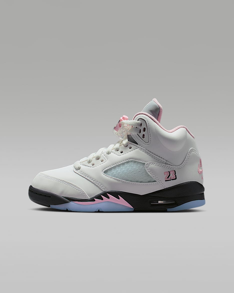 Air Jordan 5 Retro Big Kids' Shoes - White/Black/Medium Soft Pink