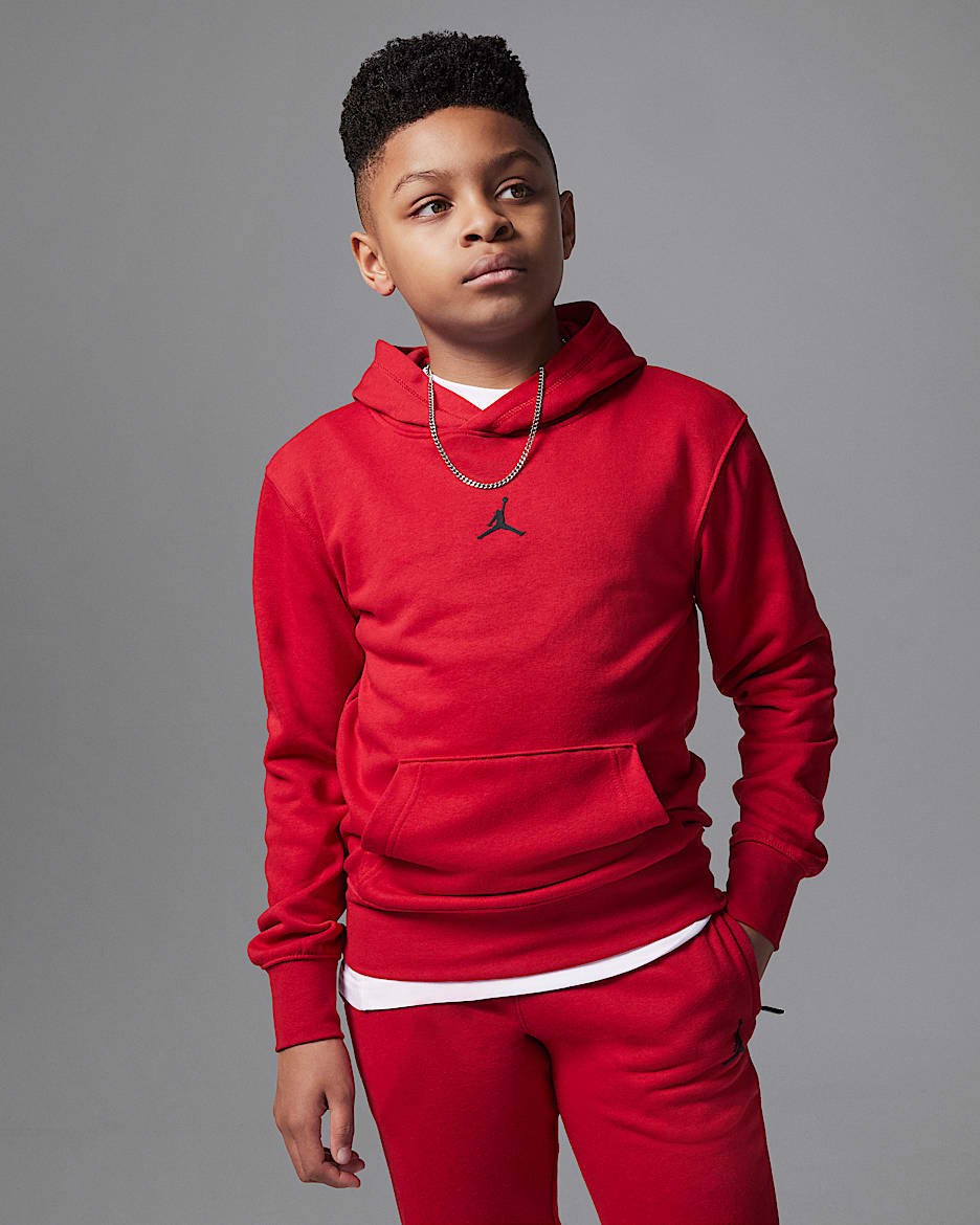 Jordan Dri-FIT Sport Big Kids' Crossover Pullover Hoodie - Gym Red