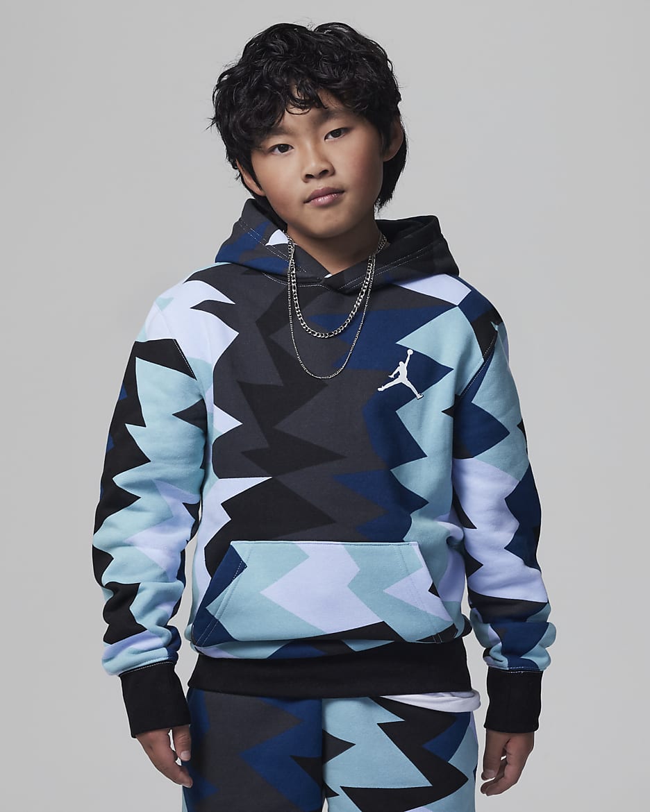 Sudadera con gorro para niños talla grande Jordan MJ Flight MVP Printed Pullover - Tinte royal
