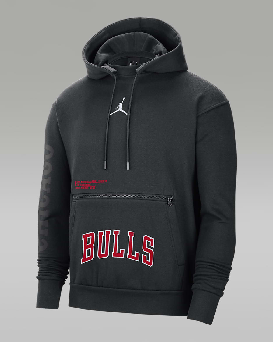 Sudadera con gorro sin cierre de tejido Fleece Jordan NBA para hombre Chicago Bulls Courtside Statement Edition - Negro