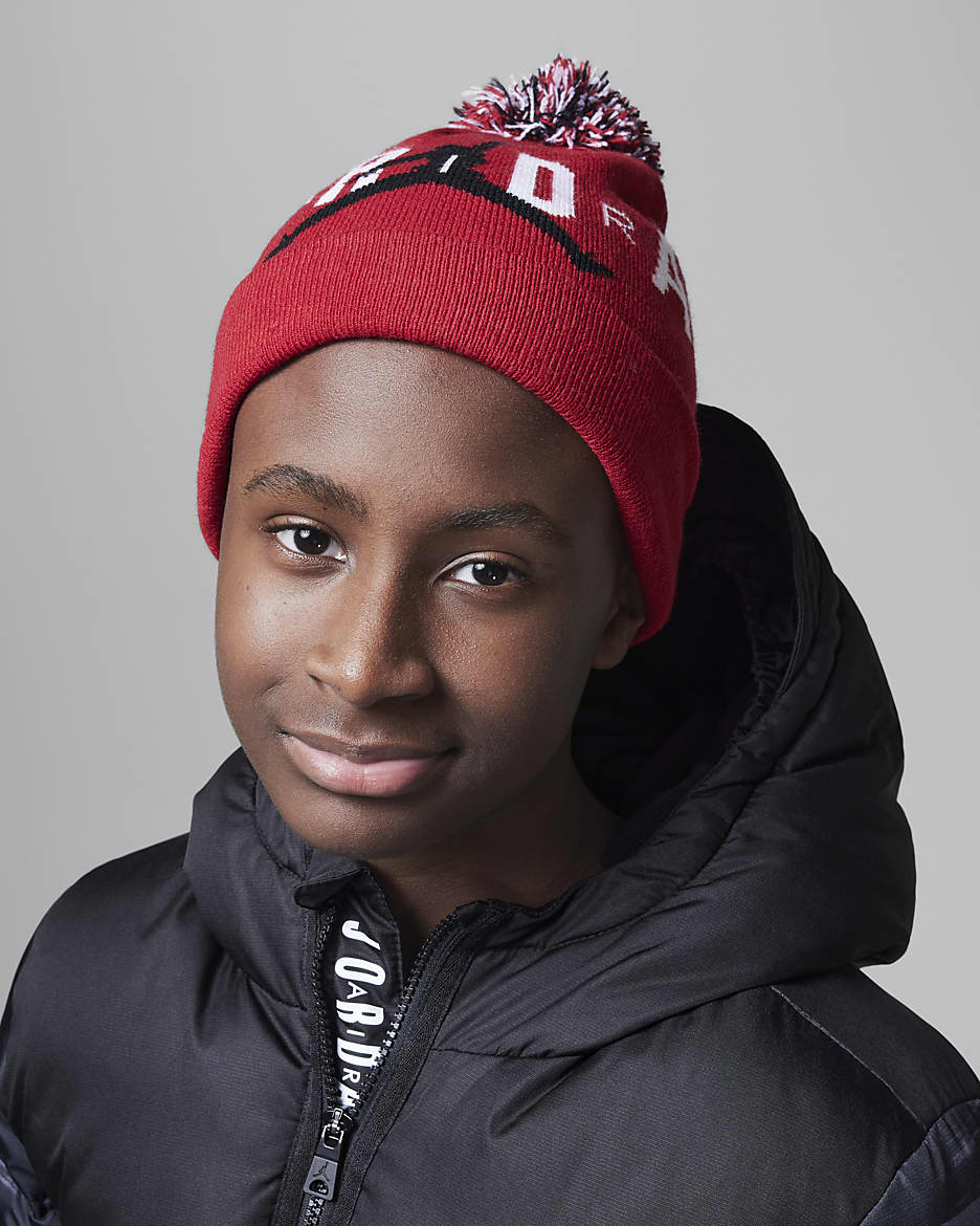 Conjunto de dos piezas para niños talla grande Jordan Pom Beanie Set - Rojo gimnasio