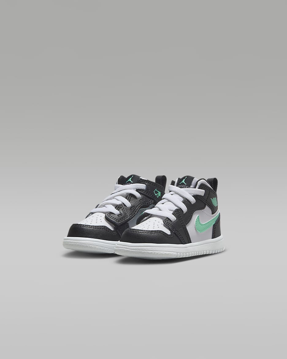 Jordan 1 Mid Alt Schuh für Babys und Kleinkinder - Weiß/Schwarz/Green Glow