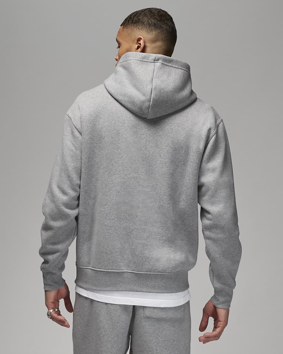 Jordan Brooklyn Fleece-pullover-hættetrøje med print til mænd - Carbon Heather/hvid