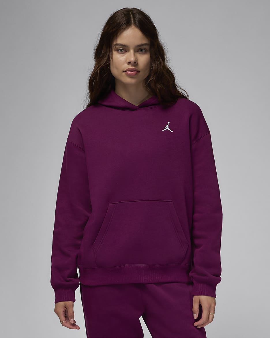 Jordan Brooklyn Fleece Women's Pullover Hoodie - Bordeaux/White