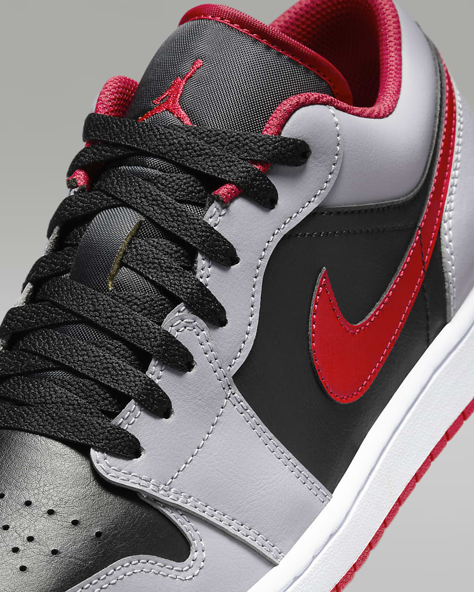 Air Jordan 1 Low-sko til mænd - sort/Cement Grey/hvid/Fire Red