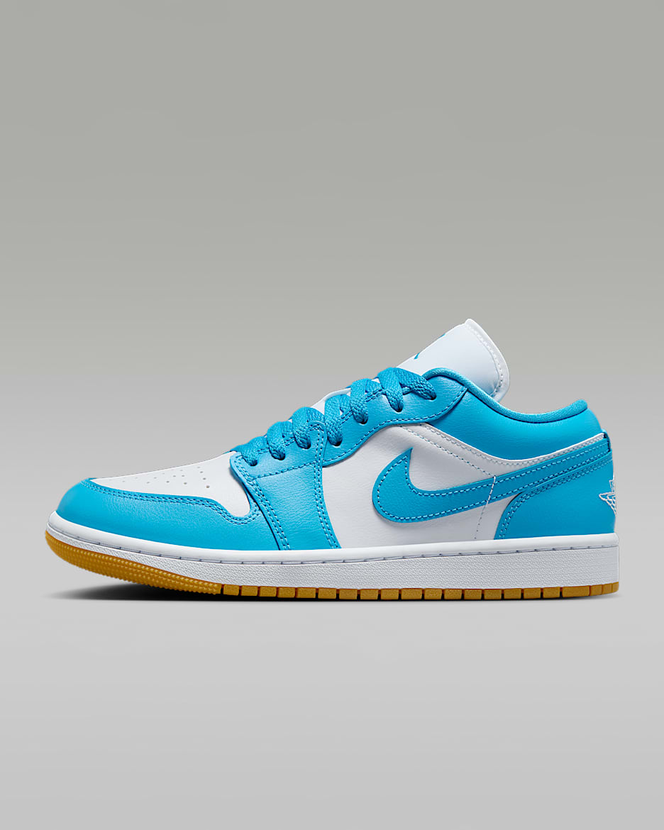 Air Jordan 1 Low Women's Shoes - White/Gum Light Brown/Dark Powder Blue