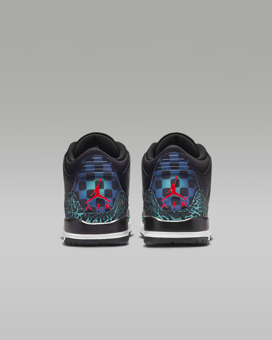 Air Jordan 3 Retro Older Kids' Shoes - Black/Hyper Jade/White/Siren Red