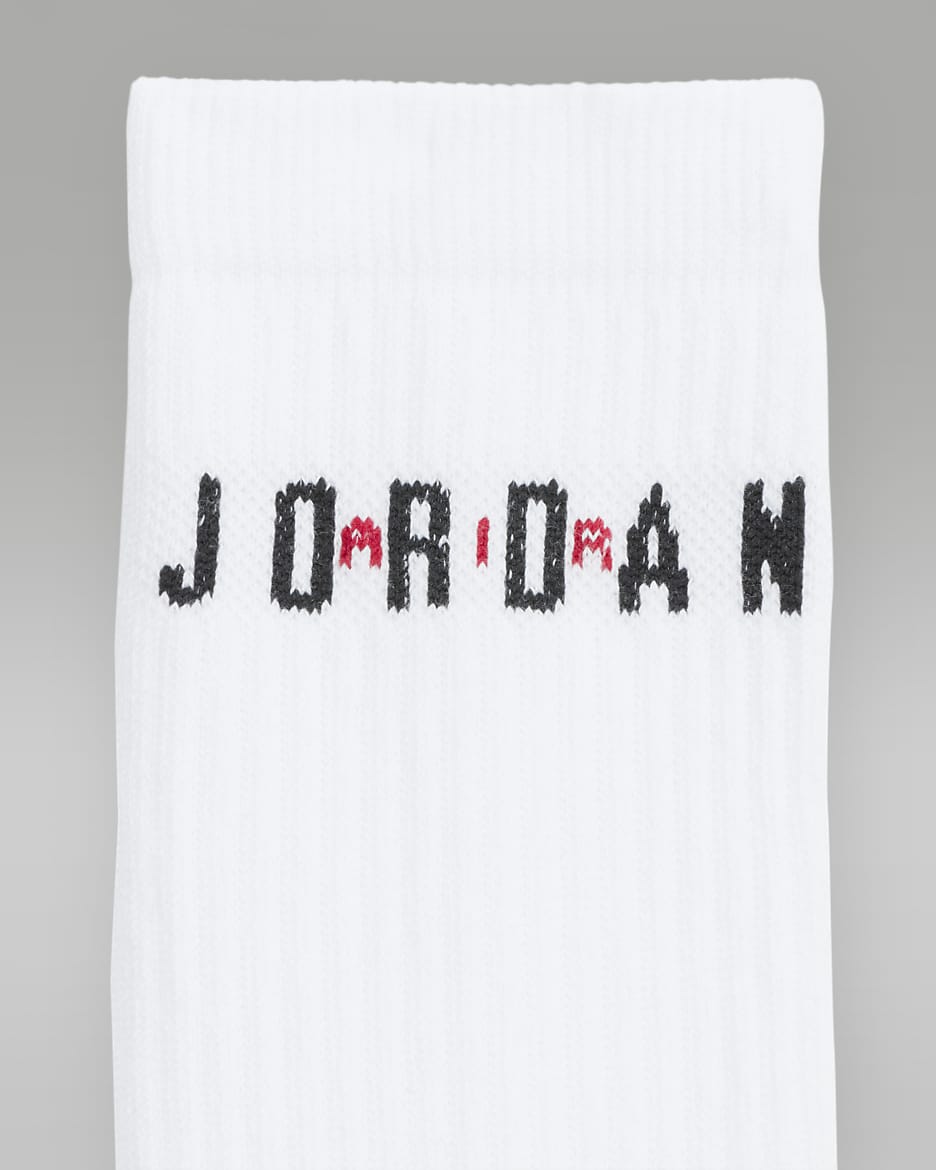 Jordan Everyday Crew Socks (6 Pairs) - White/Gym Red/Black