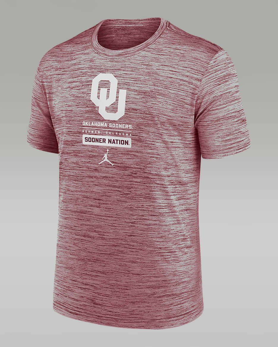 Oklahoma Sooners Campus Center Block Velocity Men's Nike Dri-FIT College T-Shirt - Crimson