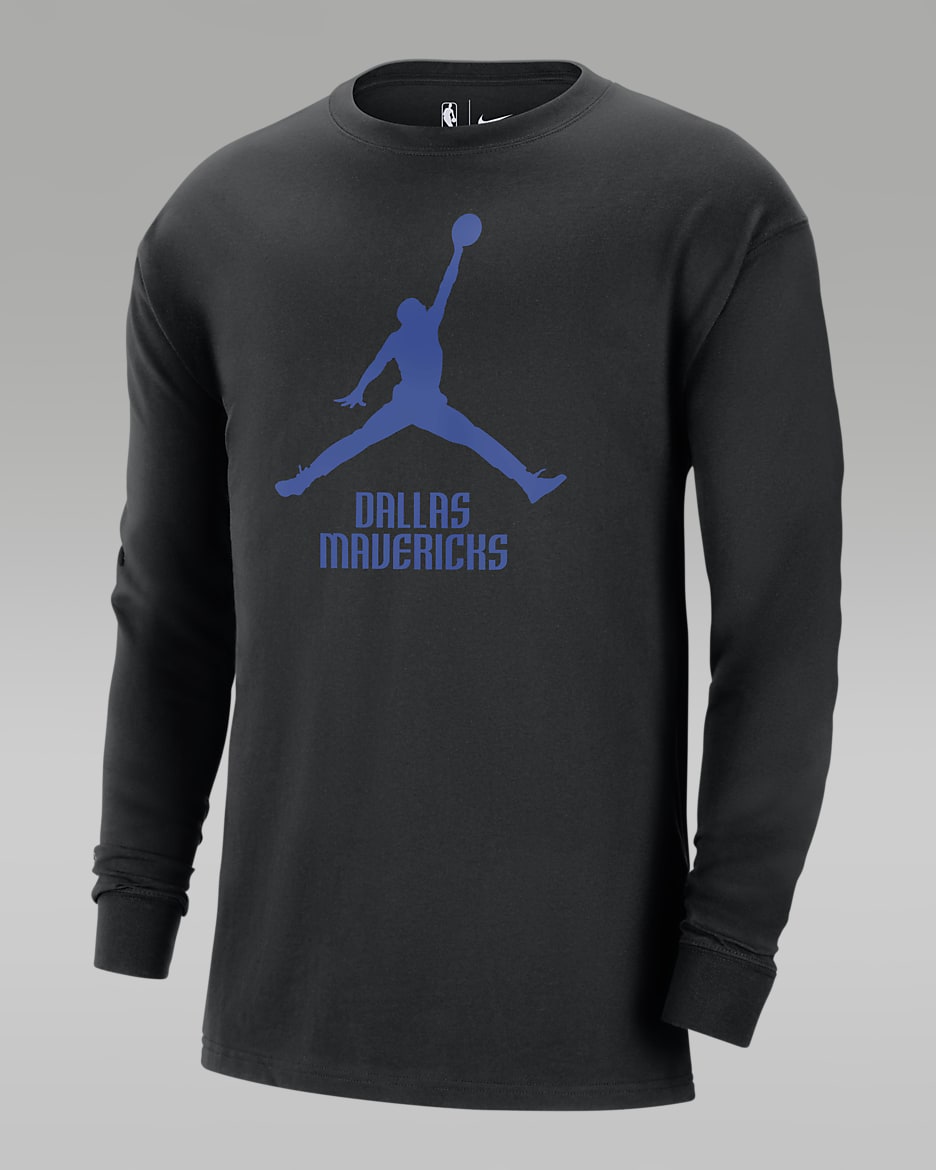Playera de manga larga de la NBA Jordan para hombre Dallas Mavericks Essential - Negro