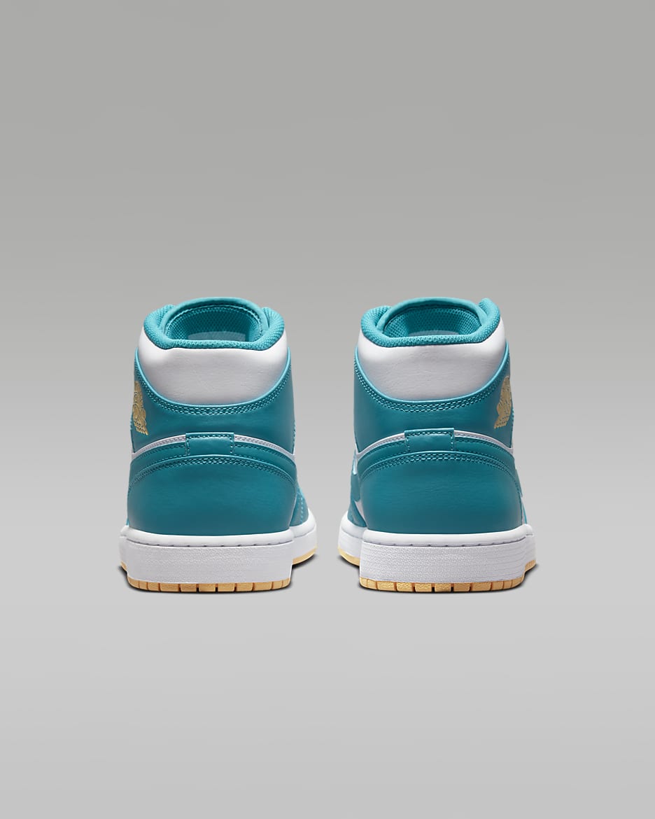 Air Jordan 1 Mid Men's Shoes - Aquatone/White/Celestial Gold