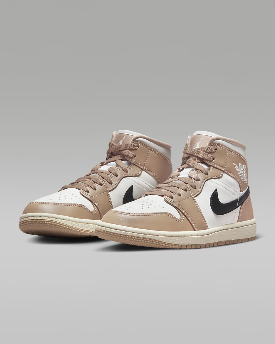 Air Jordan 1 Mid Women's Shoes - Sail/Desert/Black