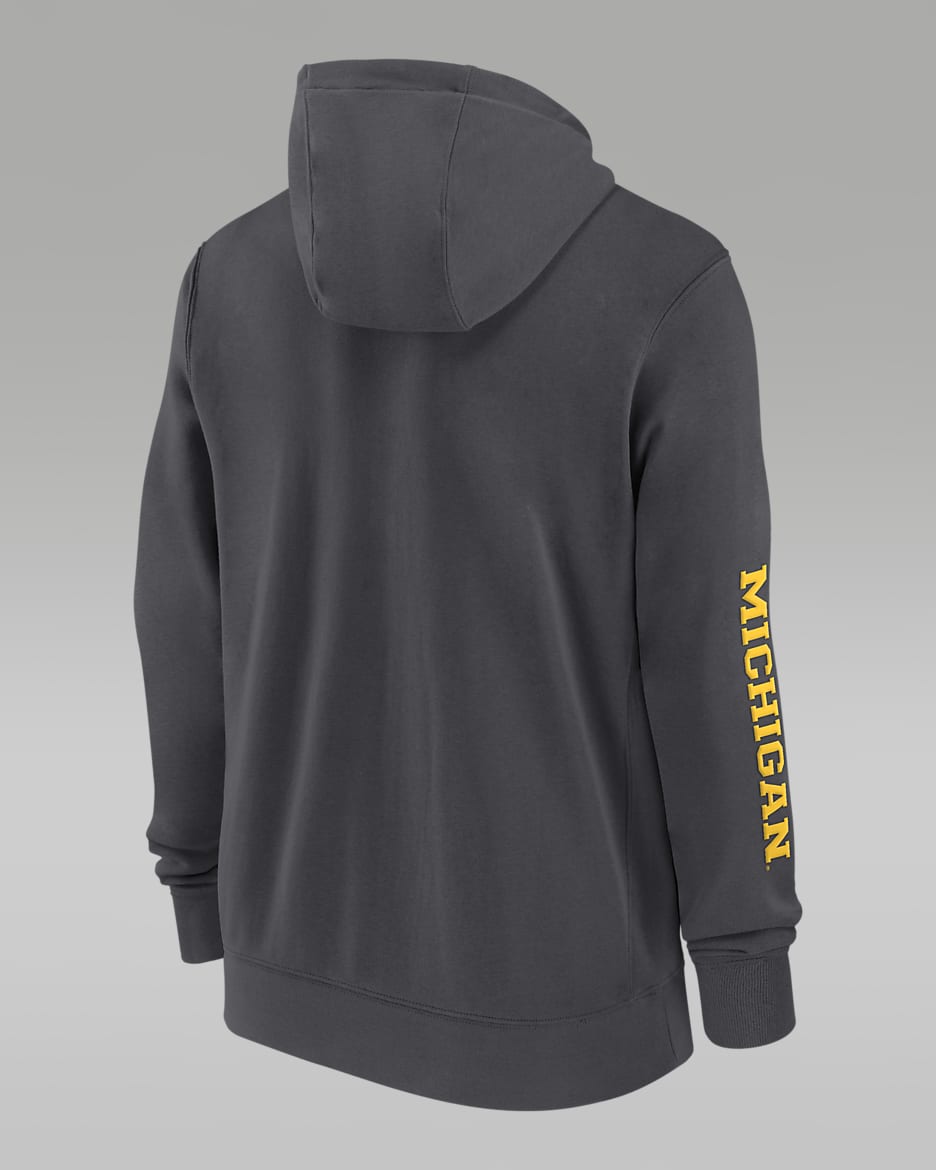 Michigan Wolverines Sideline Team Issue Men's Jordan College Full-Zip Hoodie - Anthracite